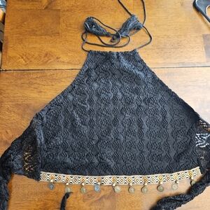 SHEIN Black Lace/Coin Top